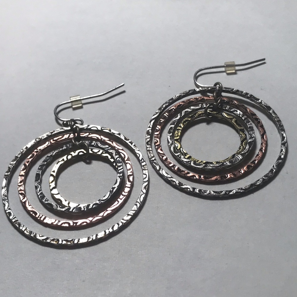 Layered hoop statement earrings mixed metal
